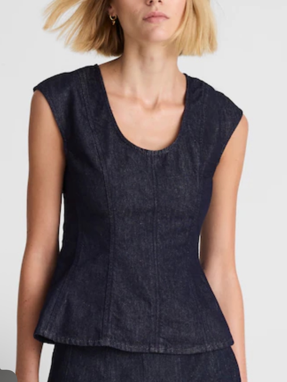 Madewell Denim Peplum Scoop Neck seamed top